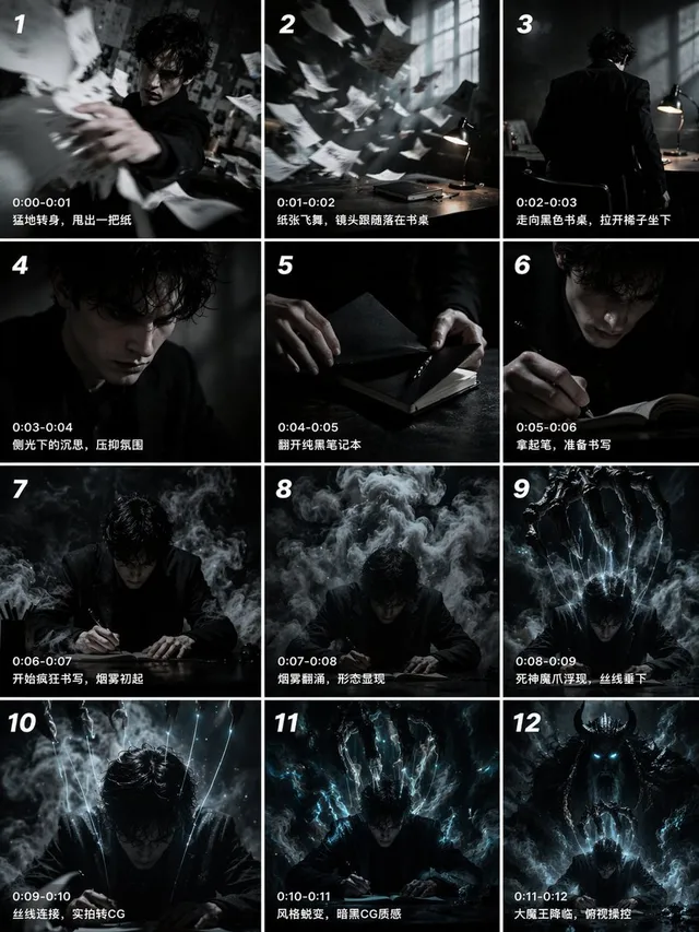 12-Panel Cinematic Storyboard Grid