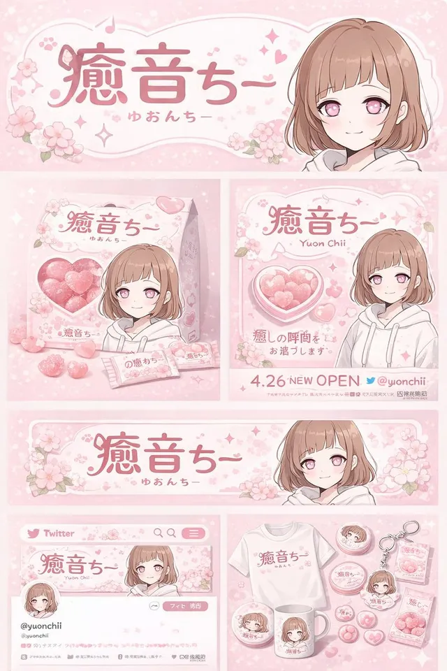 Identidade de Marca e Painel de Merchandising de Personagem de Anime