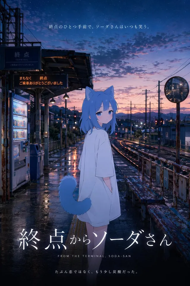 Poster cinematografico stazione ferroviaria anime