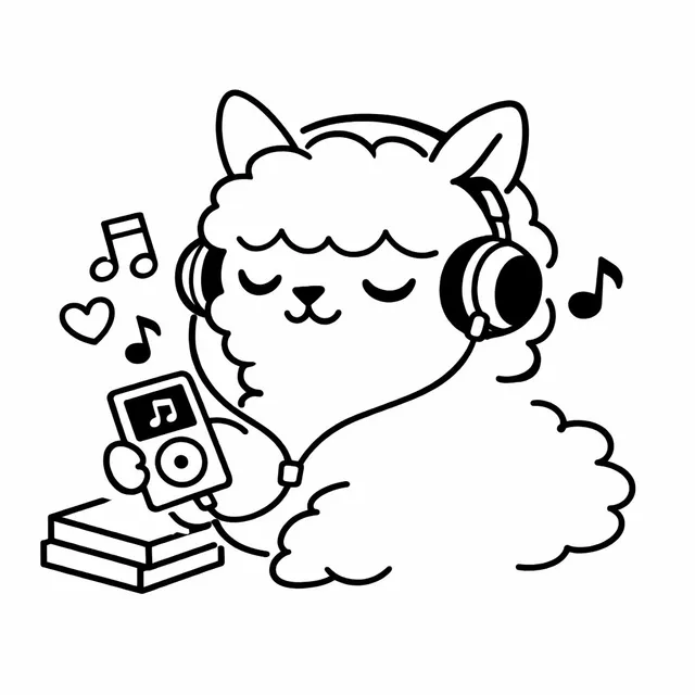 聽音樂的線條藝術動物