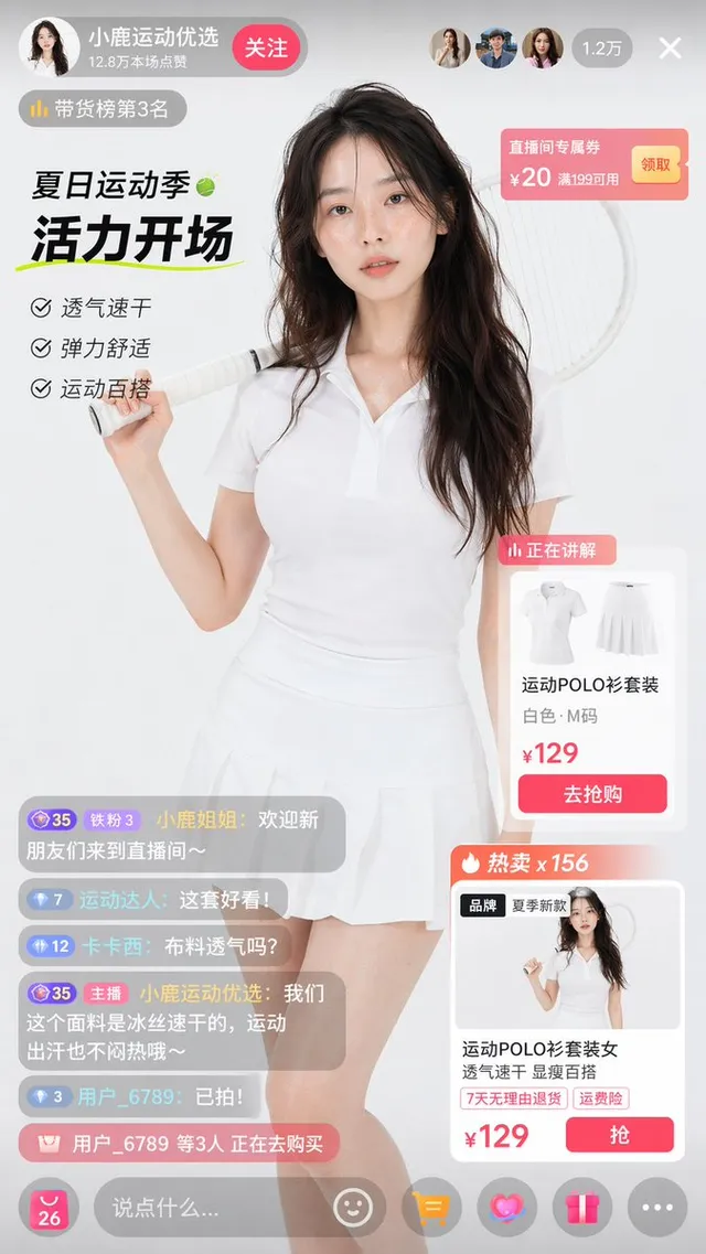 E-Commerce Livestream UI Mockup