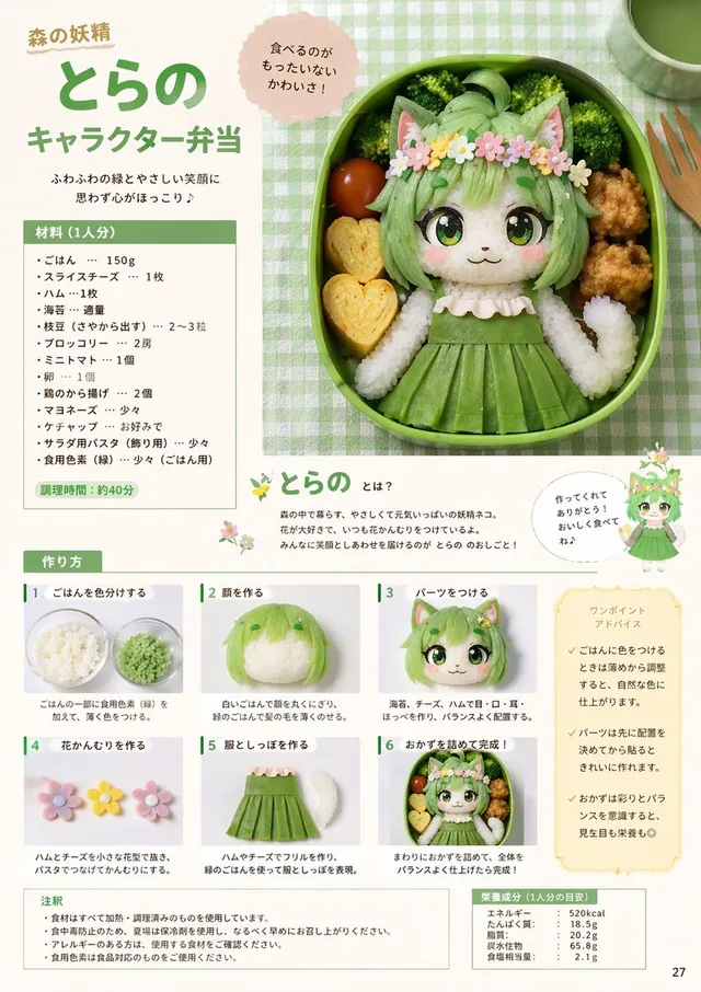 Pagina rivista ricetta bento personaggio