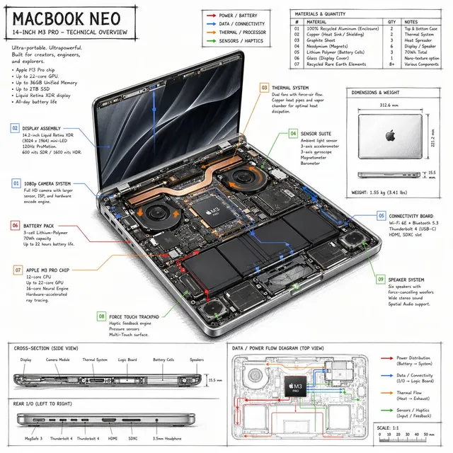 Infografica Panoramica Tecnica Laptop