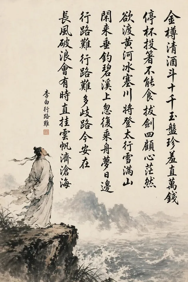 Chinese Calligraphy Poem Landscape