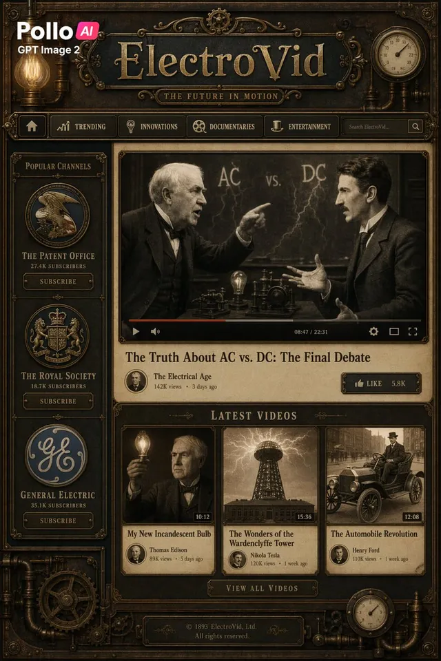 Interface de plateforme vidéo Steampunk ElectroVid