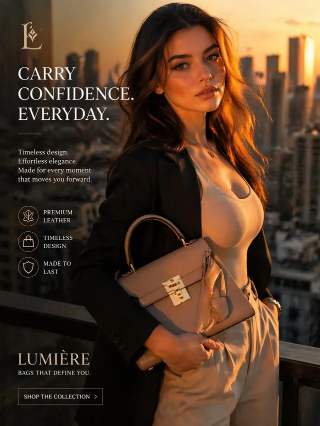 Luxus-Handtaschen-Sonnenuntergangs-Werbung