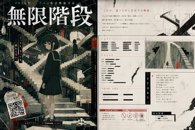 Surreal Infinite Staircase Anime Poster