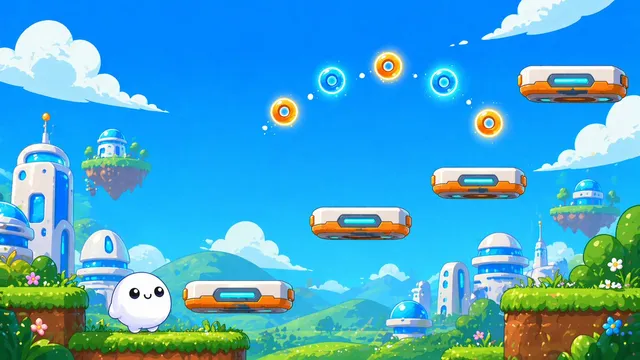 可爱未来主义平台游戏场景
