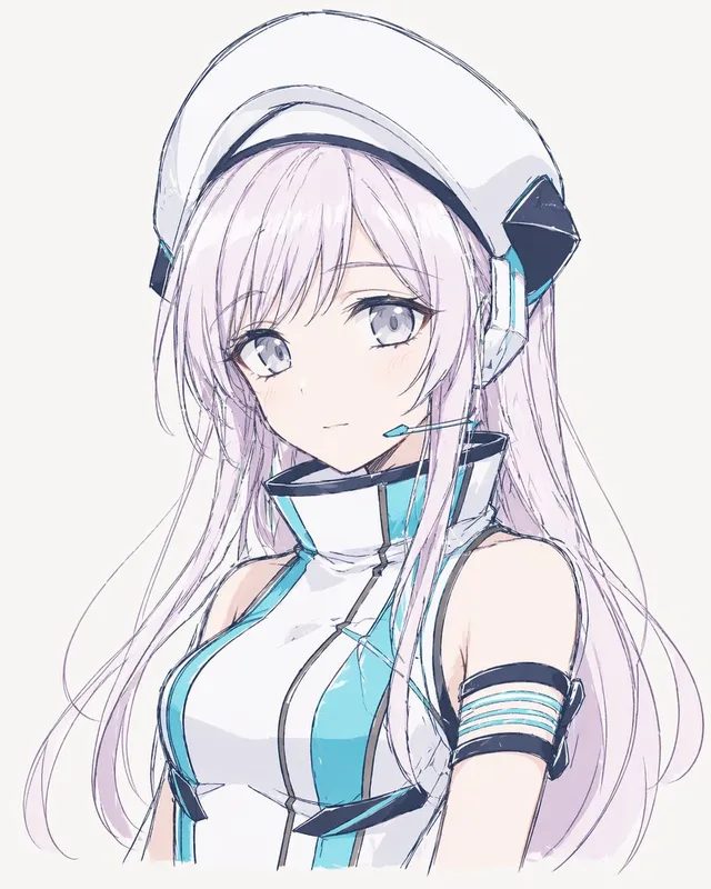 Minimalistisches Sci-Fi-Anime-Mädchen-Porträt