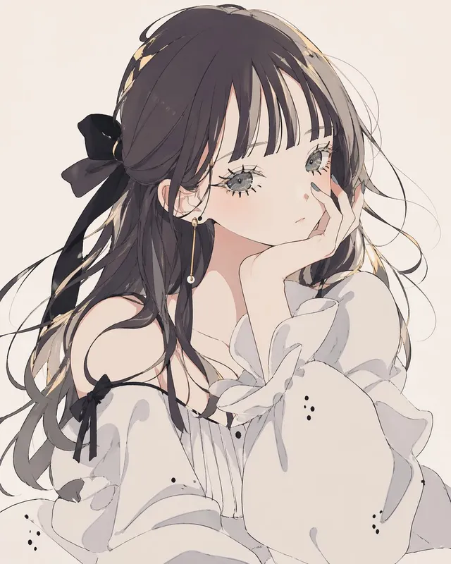 Soft Monochrome Anime Girl Portrait