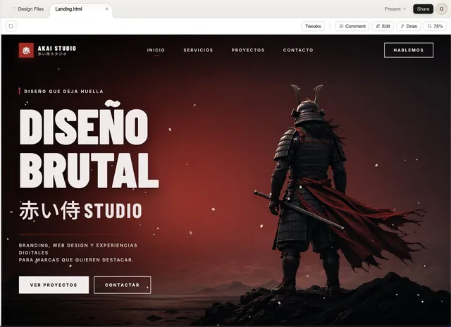 Landing page cinematografica agenzia Samurai