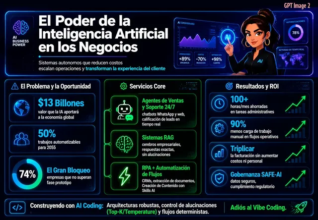 Spanische Neon KI Business Infografik