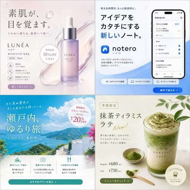 Four Japanese Ad Banner Concepts