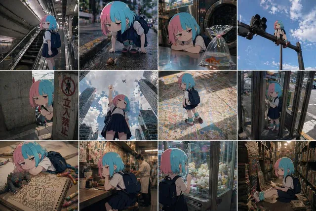 アニメキャラクターを実世界にグリッド表示
