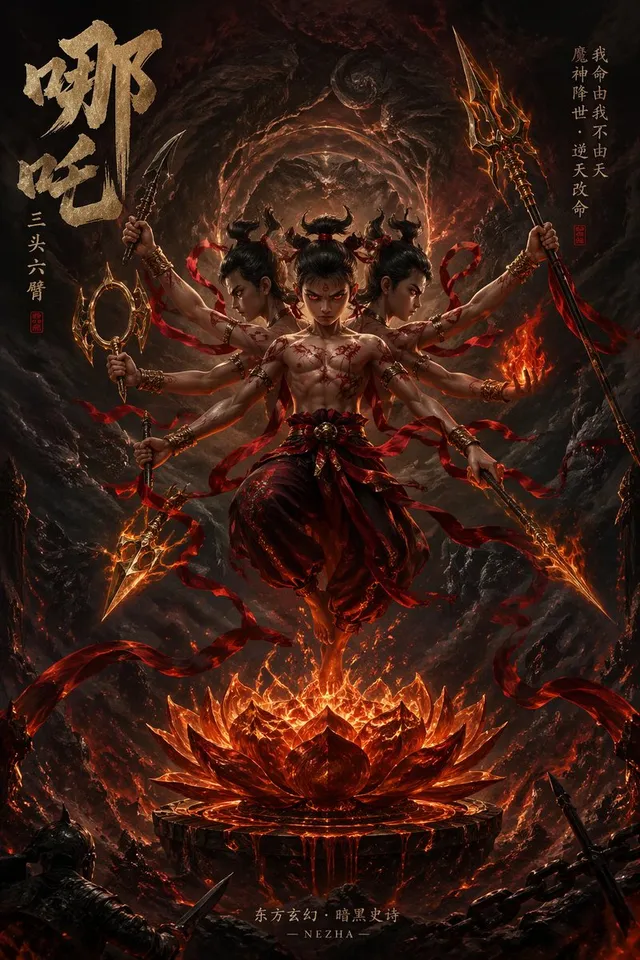 Epic Fantasy Novel Cover for Nezha