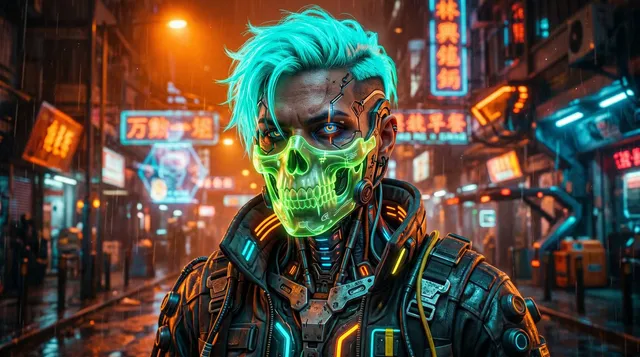 Ritratto Vicolo Cyberpunk Neon