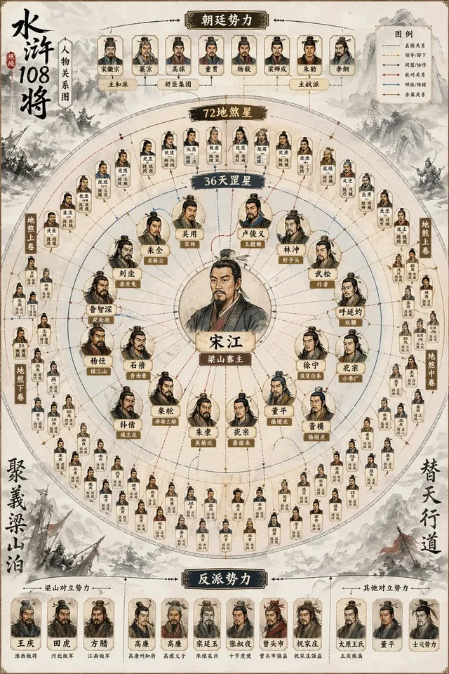 Water Margin 108 Heroes Relationship Map