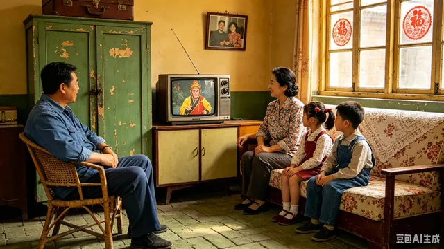 1980s Chinese Family Watching TV