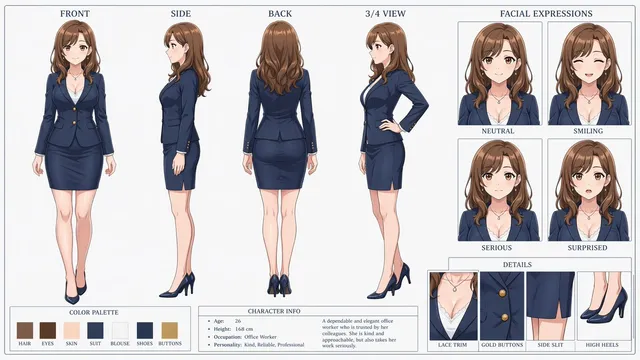 Fiche de Référence d'une Employée de Bureau Anime