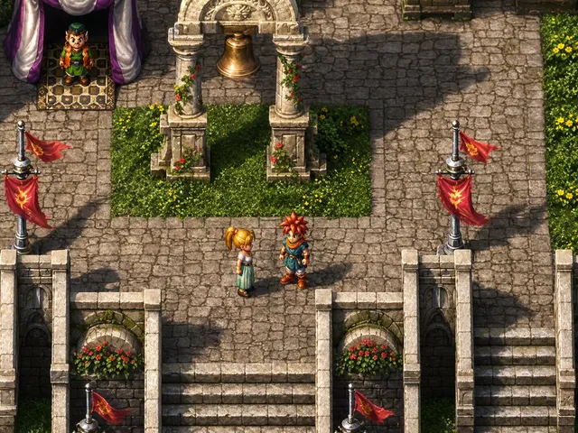 Isometric JRPG Town Plaza Scene