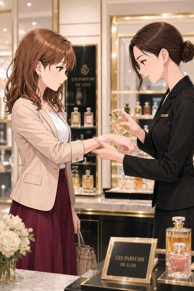 Luxury Perfume Counter Office Lady Scene