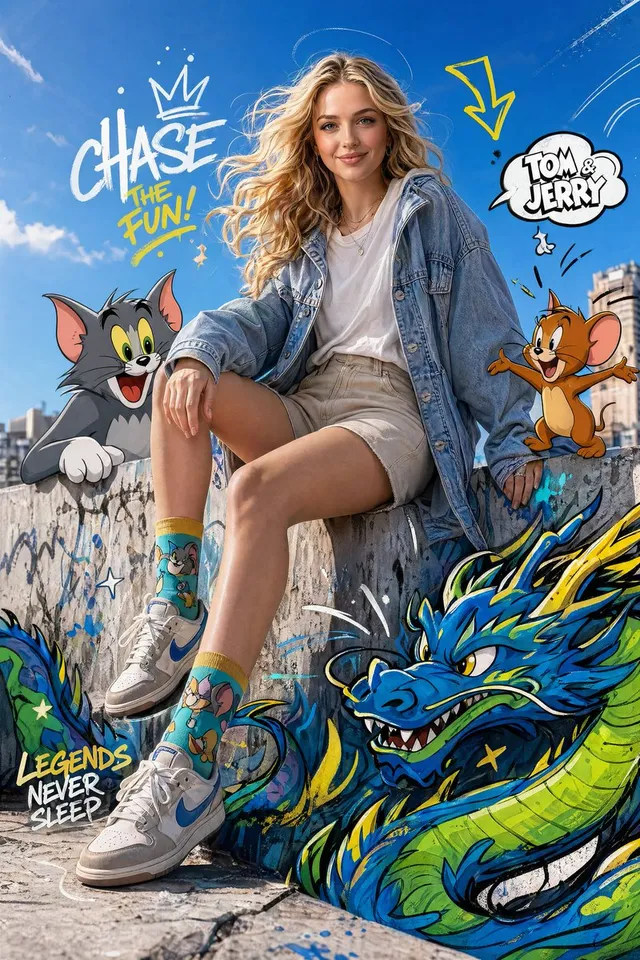 Fashion Editorial with Cartoons