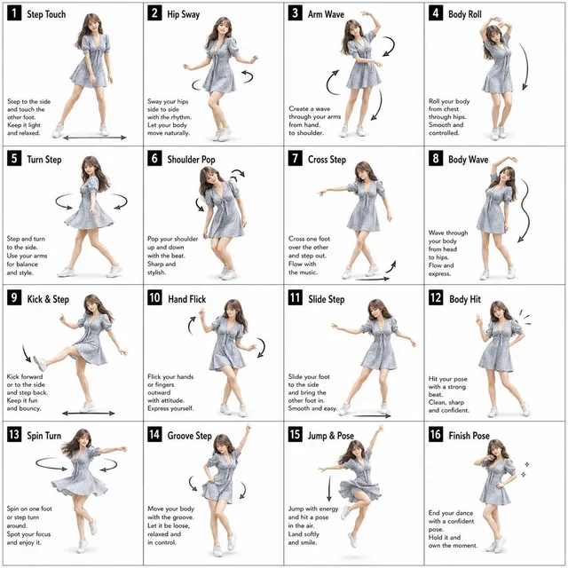 16-Pose Dance Instruction Sheet
