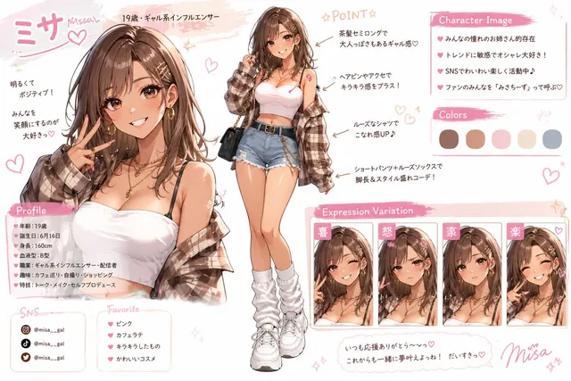 Pastell Gyaru Influencer Charakterbogen