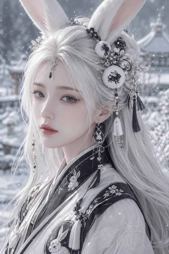 Snowy Rabbit Hanfu Portrait