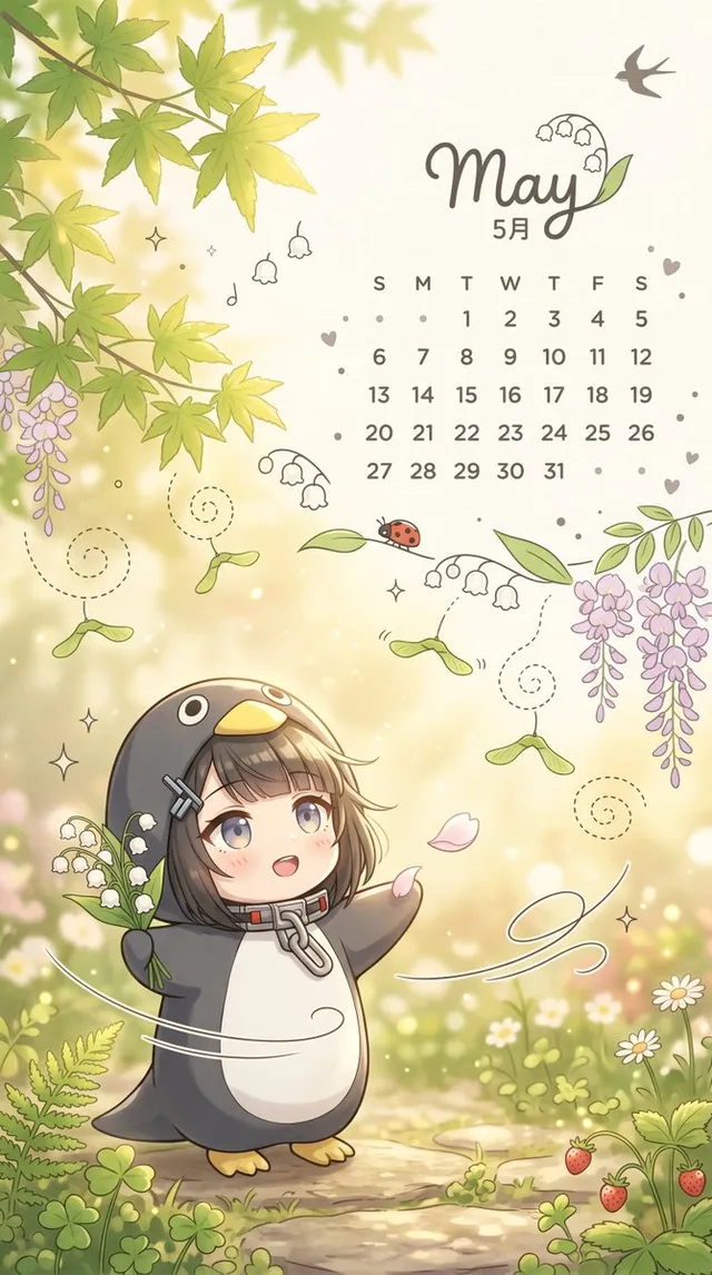 気まぐれな5月の庭園カレンダー壁紙