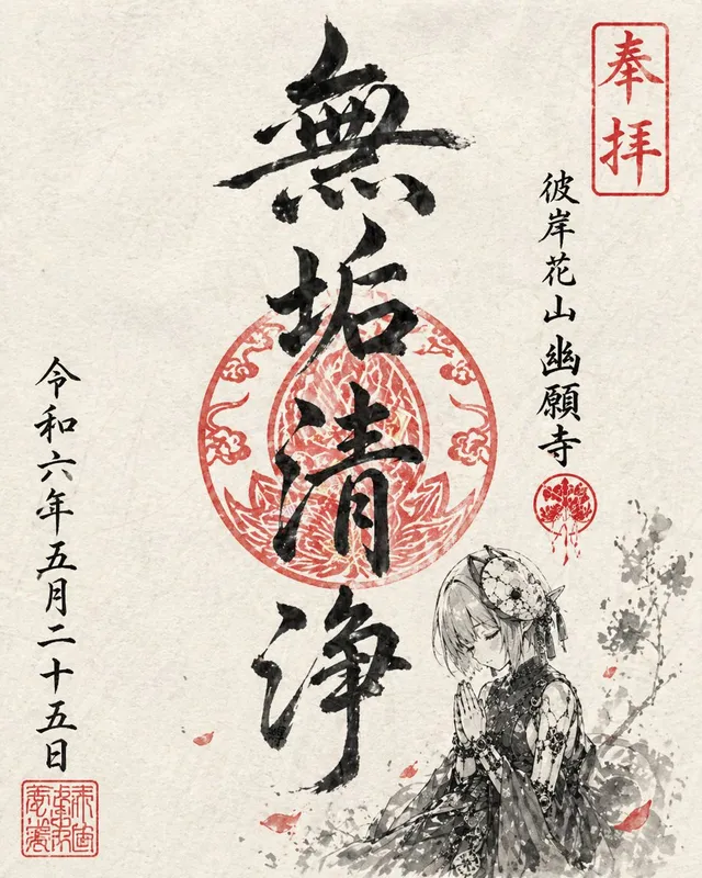 Goshuin Style Character Illustration