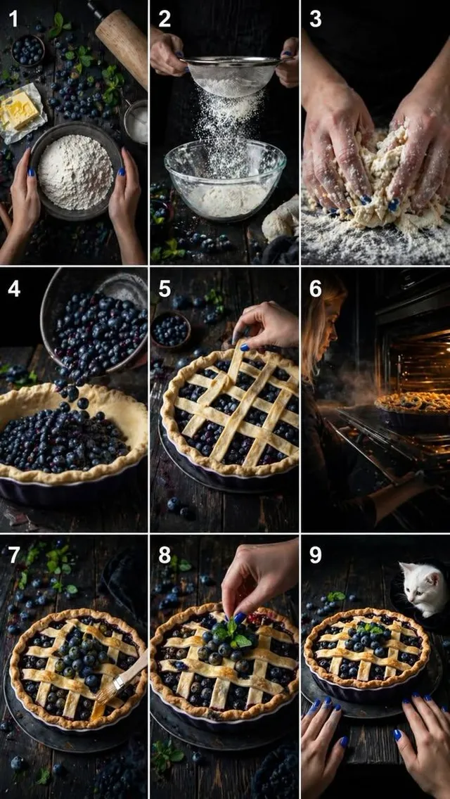 9-Step Rustic Blueberry Pie Collage