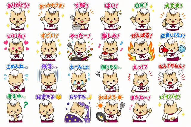 Chef Cat LINE Sticker Sheet