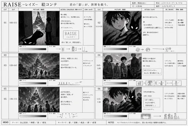 Monochrome Fantasy Storyboard Sheet