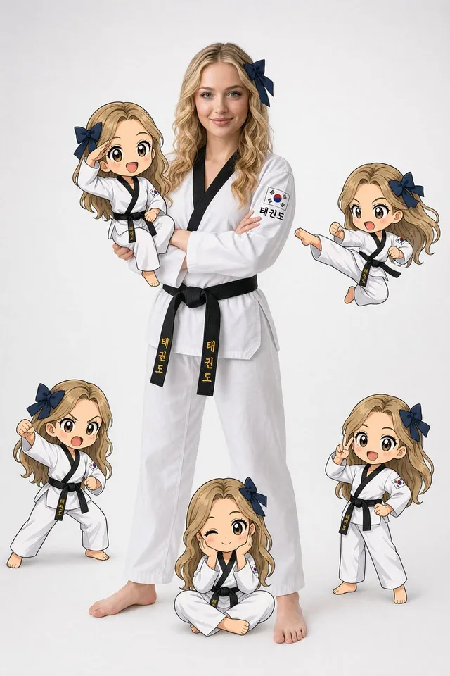 Taekwondo Woman and Chibi Versions