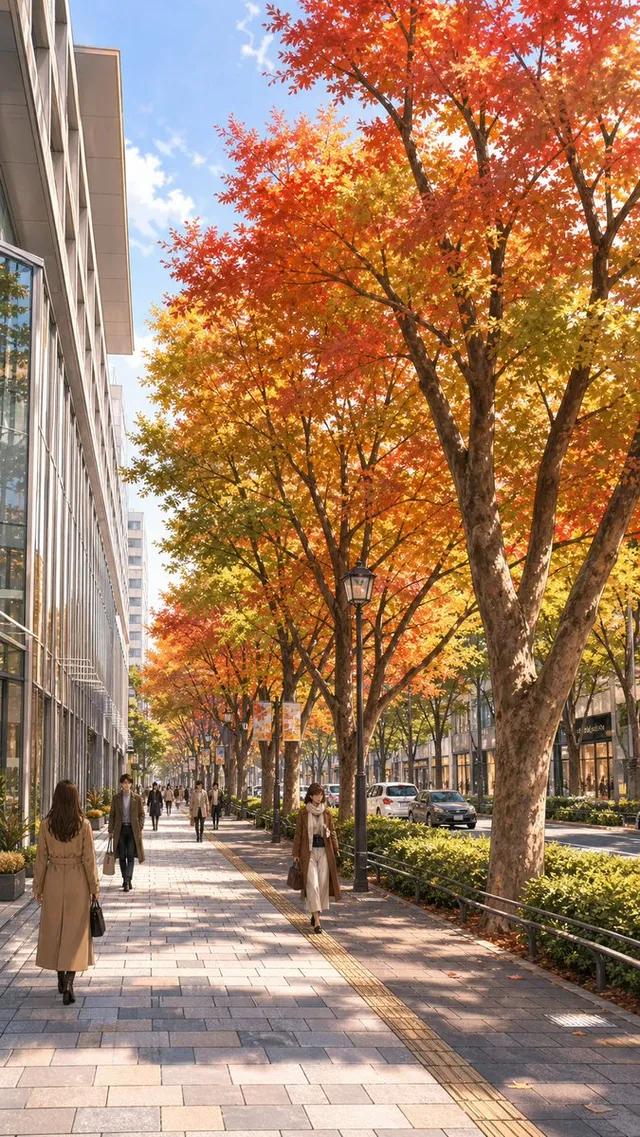 Google Maps Street to Autumn Illustration