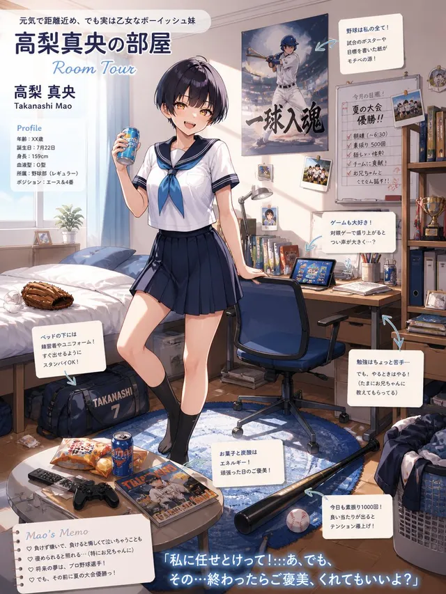 Anime Baseball Schwester Zimmer Tour