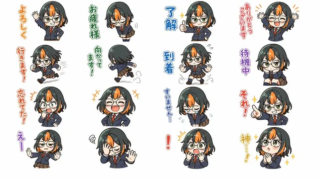 Chibi-Schulmädchen-Stickerbogen (Japanisch)