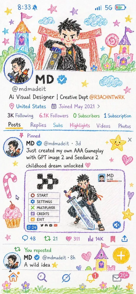 Crayon Style Illustration Profile Picture