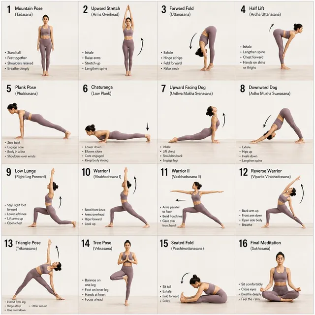 16-Panel Yoga Instructional Storyboard