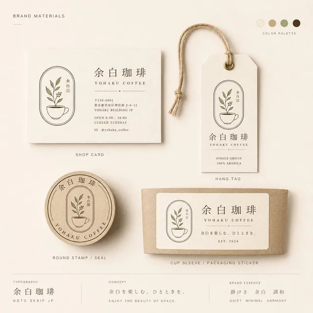 Yohaku Coffee Brand Materials Board