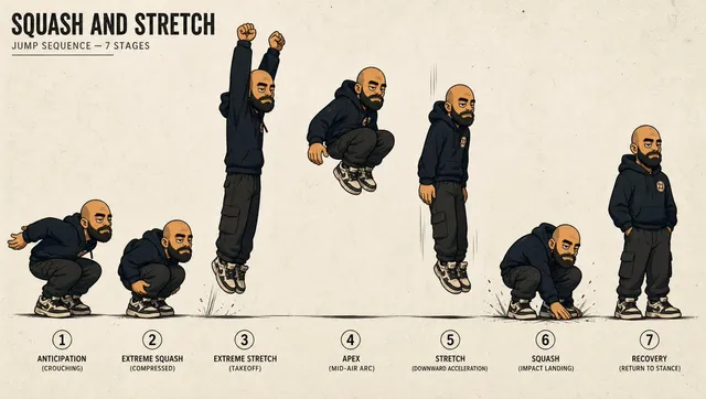 Squash and Stretch Sprungbogen