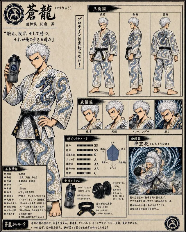 Fantasy Judo Anime Character Sheet