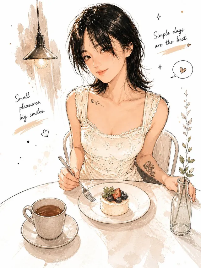 Minimalist Watercolor Cafe Illustration