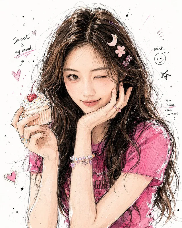 韓国グラフィティイラストポートレート