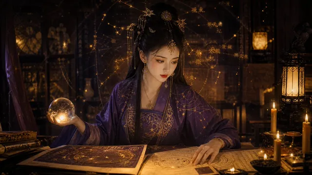 Klassischer Kerzenlicht-Hanfu-Diviner