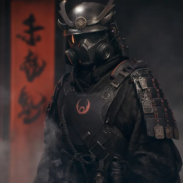 Futuristic Dark Samurai Portrait