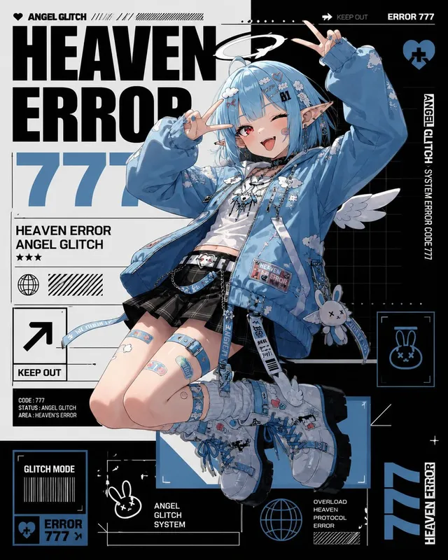 Heaven Error Angel Glitch Poster