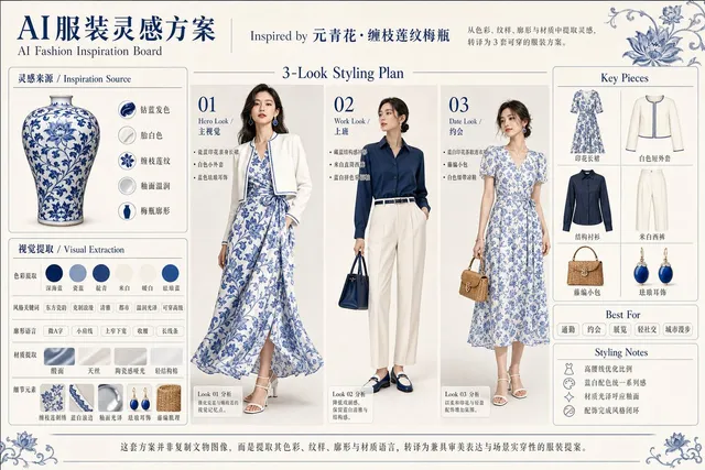 Blue Porcelain Fashion Inspiration Board