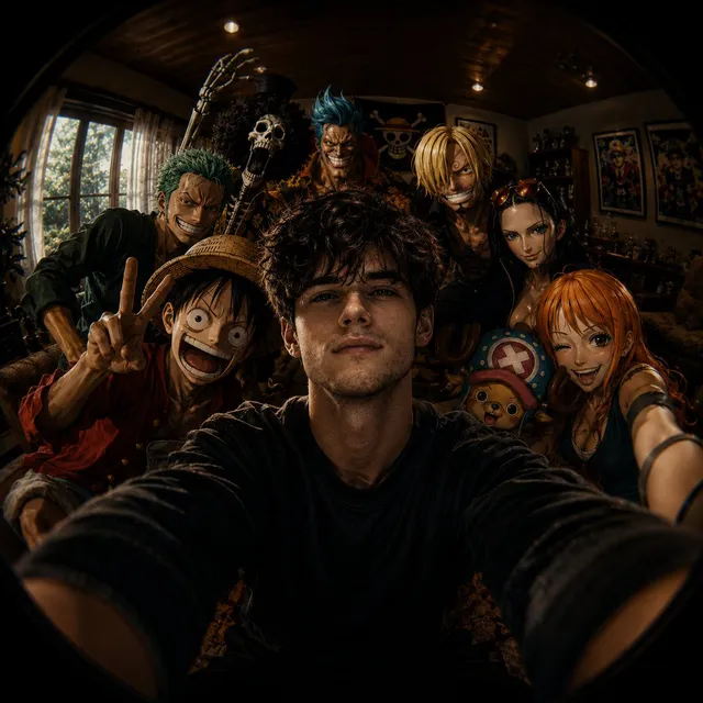 Fisheye Anime Group Selfie